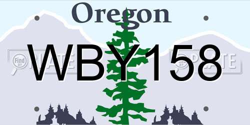 WBY158 Oregon License Plate