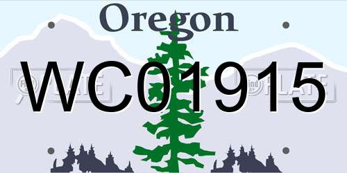 WC01915 Oregon License Plate