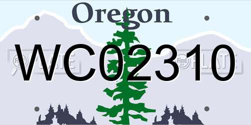 WC02310 Oregon License Plate
