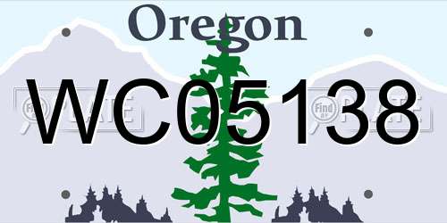WC05138 Oregon License Plate