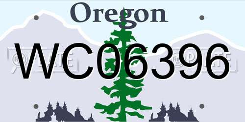 WC06396 Oregon License Plate