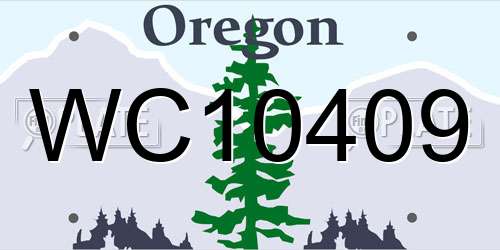 WC10409 Oregon License Plate