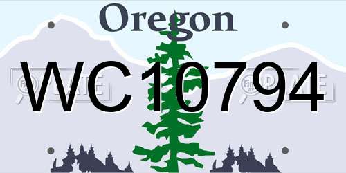 WC10794 Oregon License Plate