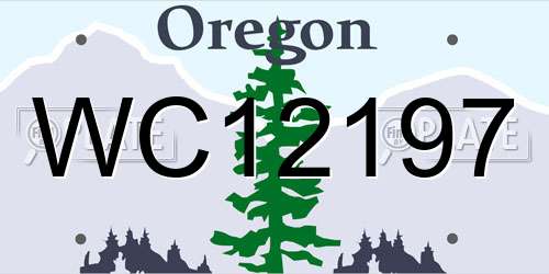 WC12197 Oregon License Plate