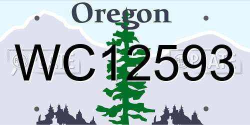 WC12593 Oregon License Plate