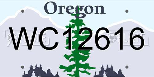 WC12616 Oregon License Plate