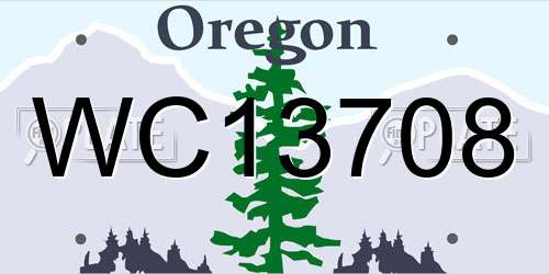 WC13708 Oregon License Plate