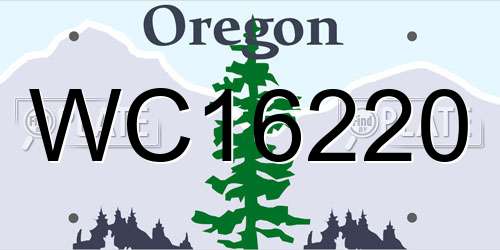 WC16220 Oregon License Plate