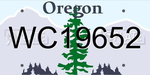 WC19652 Oregon License Plate