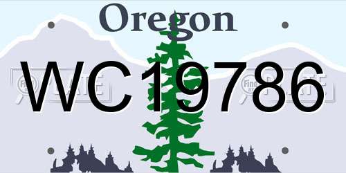 WC19786 Oregon License Plate