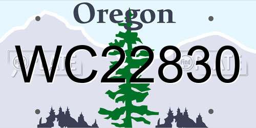 WC22830 Oregon License Plate