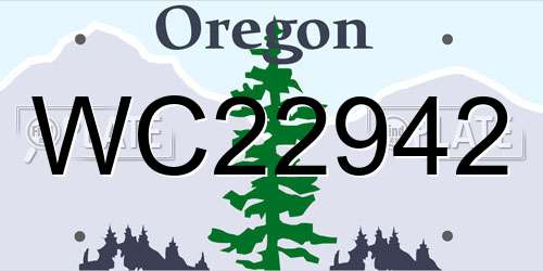 WC22942 Oregon License Plate