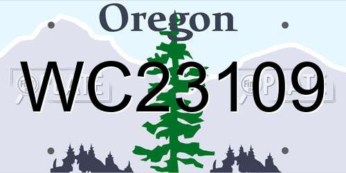 WC23109 Oregon License Plate