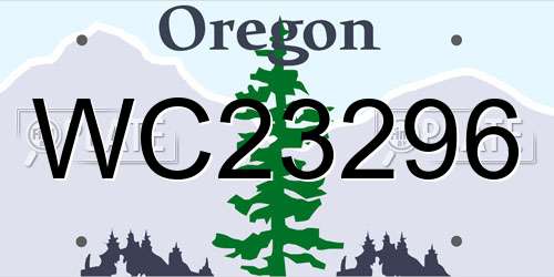 WC23296 Oregon License Plate