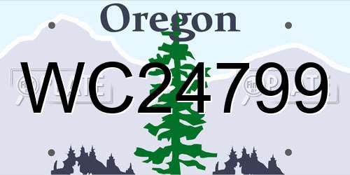WC24799 Oregon License Plate