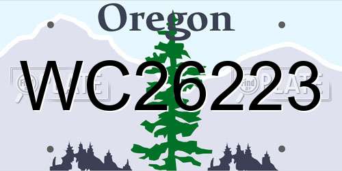 WC26223 Oregon License Plate