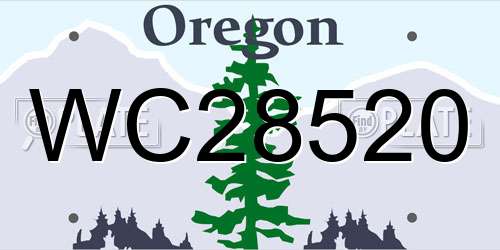 WC28520 Oregon License Plate