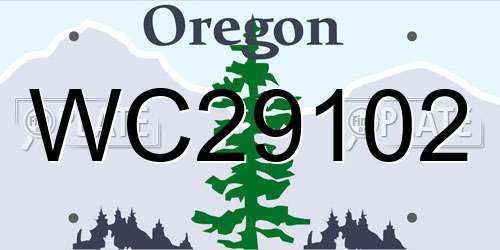 WC29102 Oregon License Plate