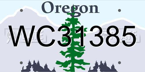 WC31385 Oregon License Plate