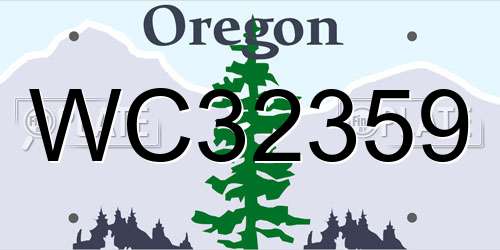 WC32359 Oregon License Plate