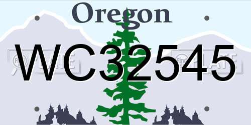WC32545 Oregon License Plate