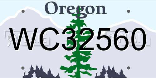 WC32560 Oregon License Plate