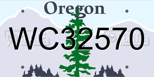 WC32570 Oregon License Plate