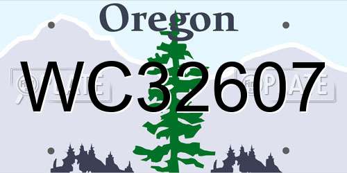 WC32607 Oregon License Plate