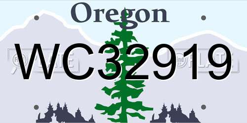 WC32919 Oregon License Plate