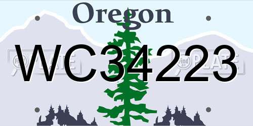 WC34223 Oregon License Plate