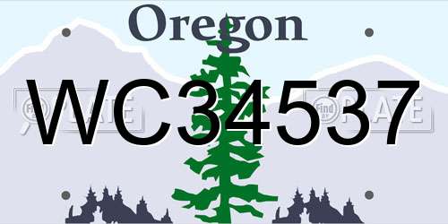 WC34537 Oregon License Plate