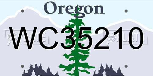 WC35210 Oregon License Plate