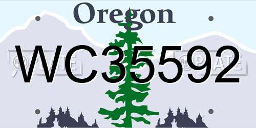WC35592 Oregon License Plate