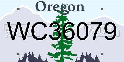 WC36079 Oregon License Plate