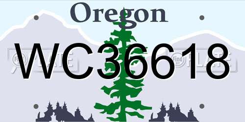 WC36618 Oregon License Plate