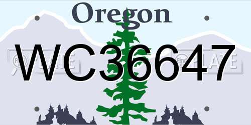 WC36647 Oregon License Plate