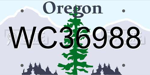 WC36988 Oregon License Plate