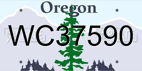 WC37590 Oregon License Plate