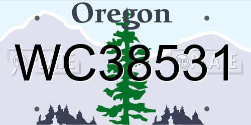 WC38531 Oregon License Plate