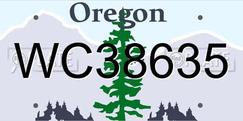 WC38635 Oregon License Plate