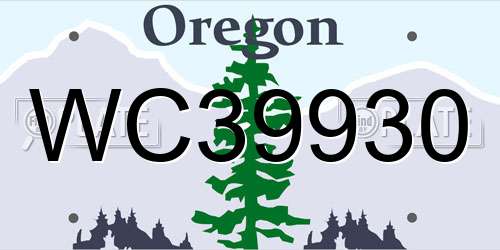WC39930 Oregon License Plate