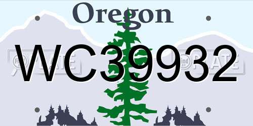 WC39932 Oregon License Plate
