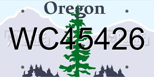 WC45426 Oregon License Plate