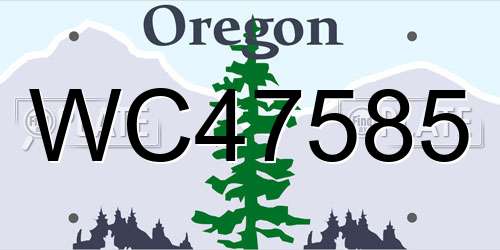 WC47585 Oregon License Plate