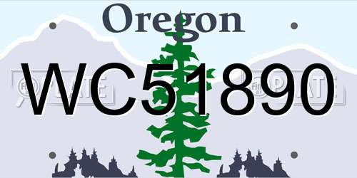 WC51890 Oregon License Plate