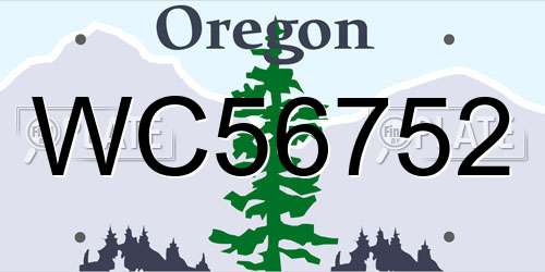 WC56752 Oregon License Plate