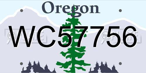 WC57756 Oregon License Plate
