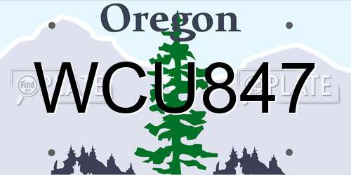 WCU847 Oregon License Plate
