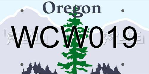 WCW019 Oregon License Plate