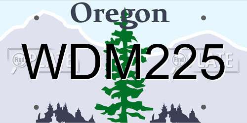 WDM225 Oregon License Plate